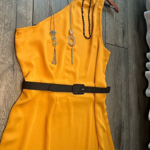 ANTONIO MELANI Orange Black One Shoulder Cocktail Dress - Picture 3 of 15